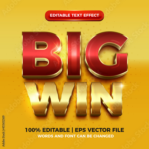 Big win luxury gold 3d editable text effect