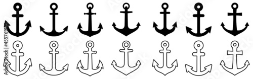 Anchors icon set. Nautical signs. vector illustration