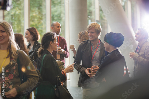 People talking during conference break