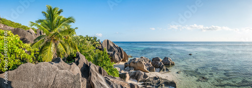 Panoramic view of La Digue island in the Seychelles