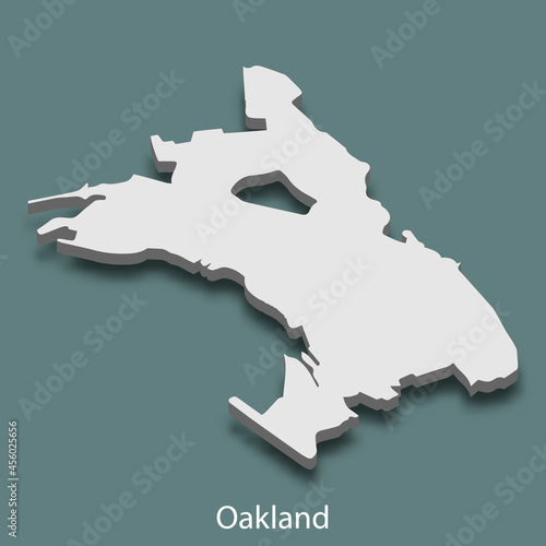 3d isometric map of Oakland is a city of United States