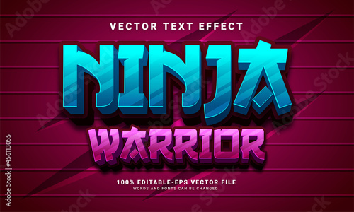 Ninja warrior 3D text effect, editable text style