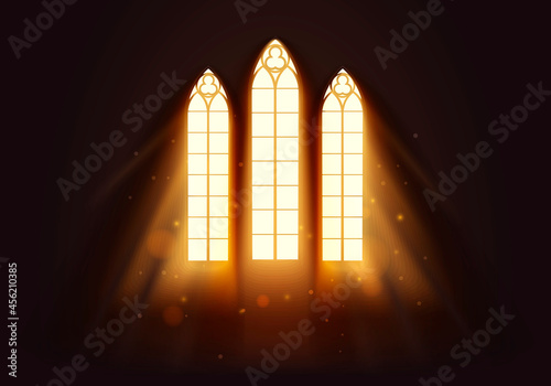 Vector Illustration Light Flows Into Church Window 