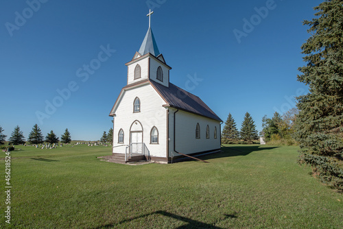 A Nordic Lutheran church on the prairies in rural Saskatchewan, Canada.