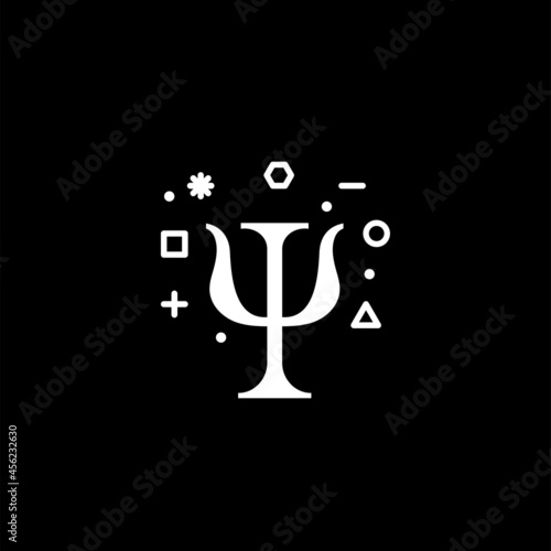 Letter psi with geometric abstract shapes. Psychology modern logo