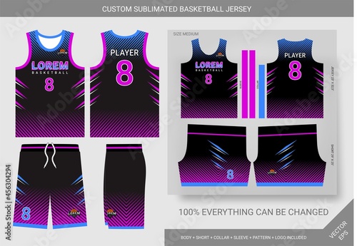 abstract lines cyan magenta basketball jersey template