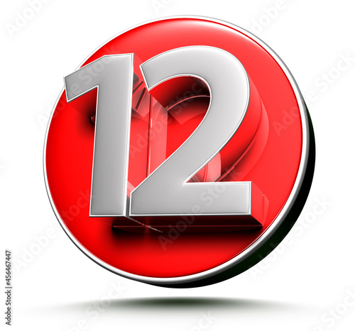 3D illustration Numbers 12 stainless isolated on a white background.(With Clipping Path).