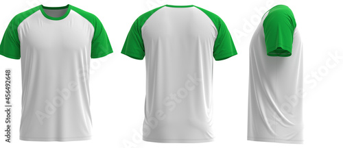  Raglan Short sleeve T-shirt [ Green + White]