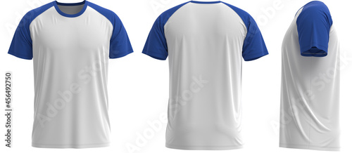  Raglan Short sleeve T-shirt [ Blue + White]