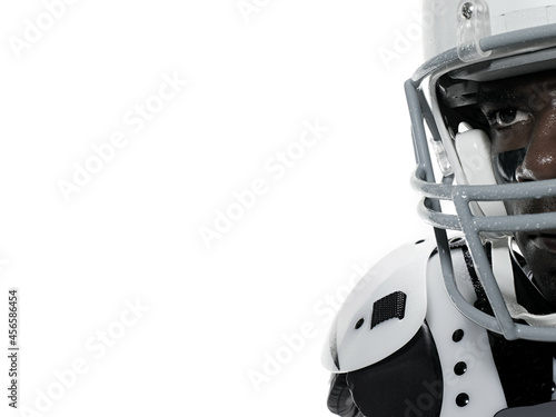 An american football player wearing a helmet