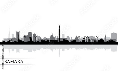 Samara city skyline silhouette background