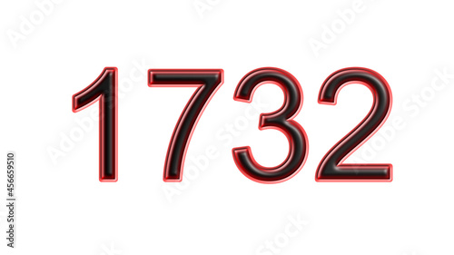 red 1732 number 3d effect white background