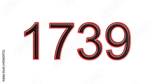 red 1739 number 3d effect white background