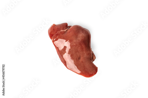Raw chicken liver meat isolated on white background