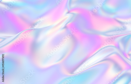 Abstract geometric crystal background, iridescent texture, liquid. 3d render. 