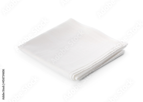 Folded handkerchief isolated on white. Stylish accessory