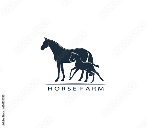 Logo design of a warm-blooded mare with a foal