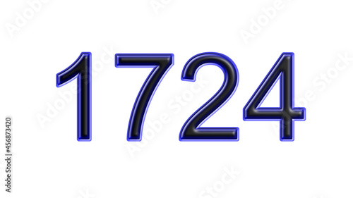 blue 1724 number 3d effect white background