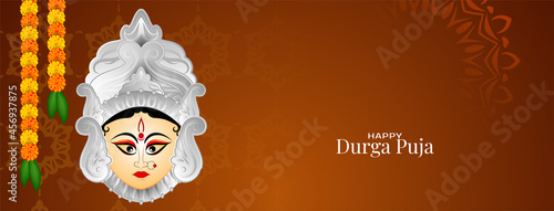 Happy Durga puja and navratri festival religious banner