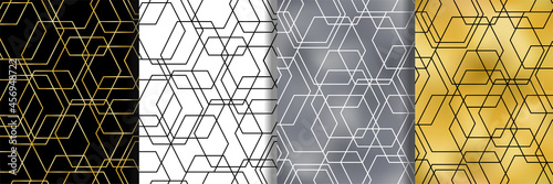 Geometrical abstract vector seamless patterns set