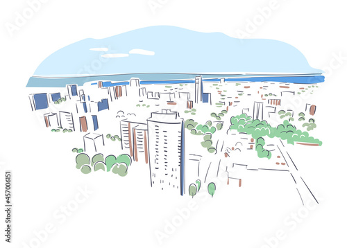 Hamilton Ontario Canada vector sketch city illustration line art colorful watercolor style