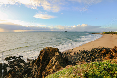 Sunrise over the water from the Lambert's Beach lookout, Mackay Queensland Australia