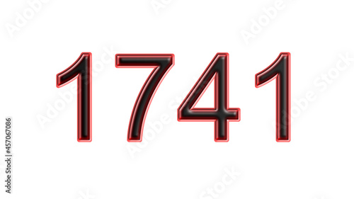 red 1741 number 3d effect white background