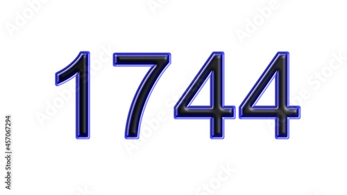 blue 1744 number 3d effect white background