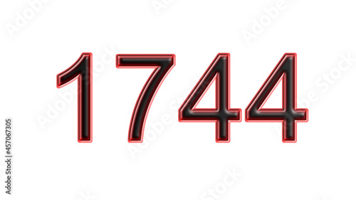 red 1744 number 3d effect white background
