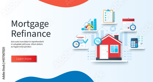 Mortgage refinance concept in 3D style