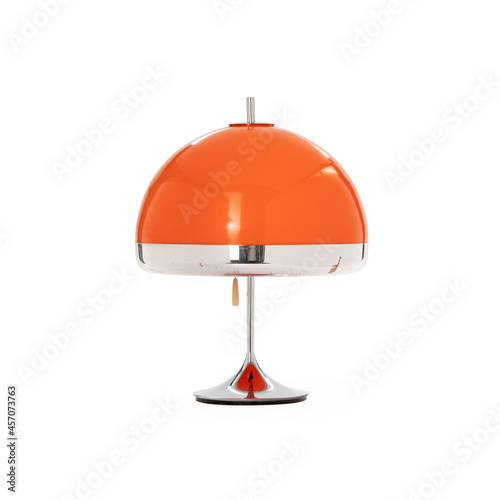 Orange table lamp on white background