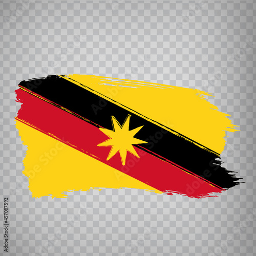 Flag Sarawak brush strokes. Flag Sarawak State on transparent background for your web site design, app, UI. Malaysia. EPS10.