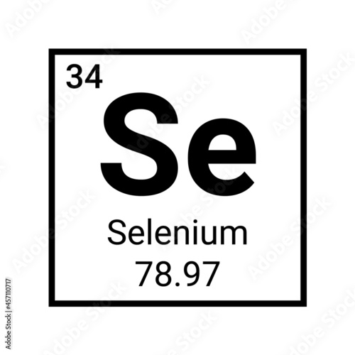 Selenium periodic element molecule icon. Radioactive selenium symbol chemistry icon