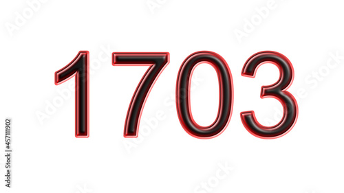 red 1703 number 3d effect white background
