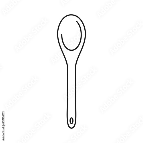 Wooden mixing spoon for baking in vector icon