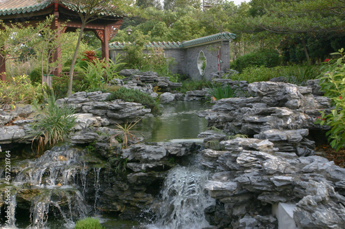 Lake and Waterfall in Lingnan Garden, Hong Kong 27 Dec 2004