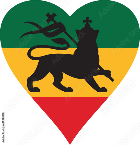 Rastafarian heart flag with the lion of Judah
