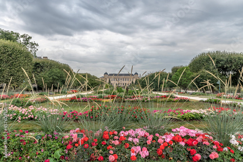 parterre de fleurs dans le jardin des plantes à Paris