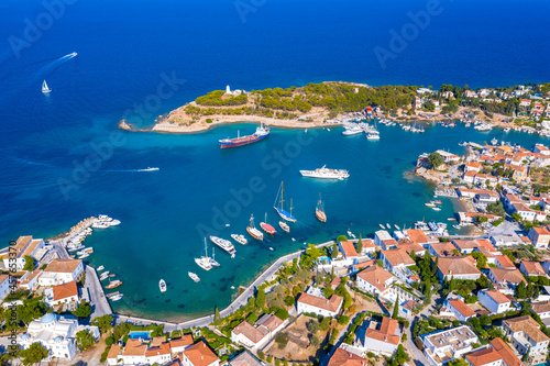 View of the amazing island of Spetses, Greece.