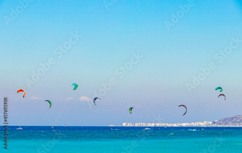 Relax windsurfing vacation and turquoise waters Kremasti beach Rhodes Greece.