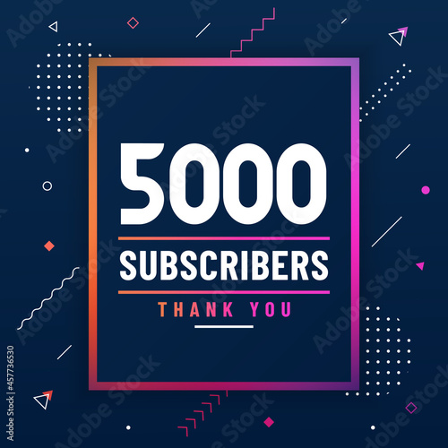 Thank you 5000 subscribers, 5K subscribers celebration modern colorful design.