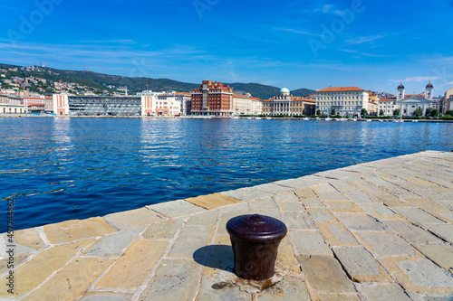 view of the city from molo audace pier in Trieste with beautiful buildings