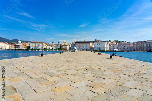 view of the city from molo audace pier in Trieste with beautiful buildings