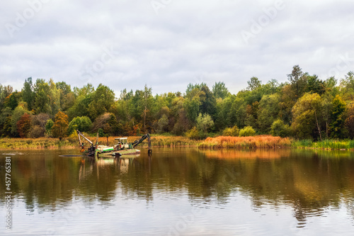 Cleaning the lake. The machine used to clean and make sure that lake looks always beautiful.