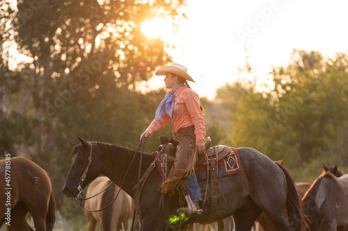 Wyoming Cowgirl at Sunrise