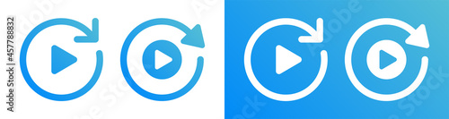 Replay button icon set. Replay music symbol