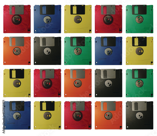 computer floppy disks as a background for modern graphics and images 