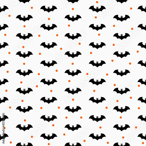black bat silhouette linear on white seamless pattern for card, banner, wallpaper, label, background to celebrating halloween theme. vector design