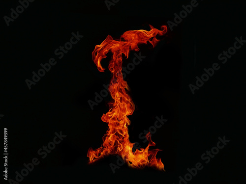 Flame meat that burns from a furnace or from cooking. dangerous feeling abstract black background .Suitable for banners or advertisements