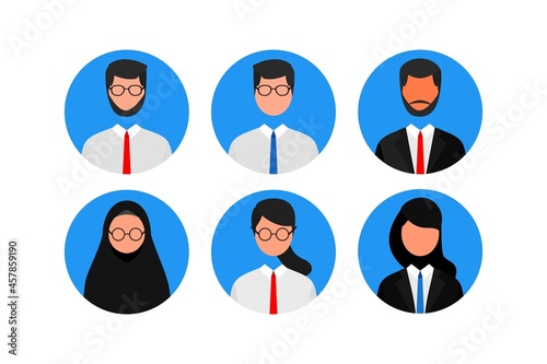set of faceless man and woman avatar. job, profile picture, video conference, or online learning illustration